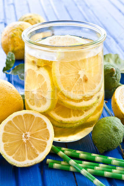 Házi készítésű ice tea friss citromok klasszikus bögre Stock fotó © BarbaraNeveu