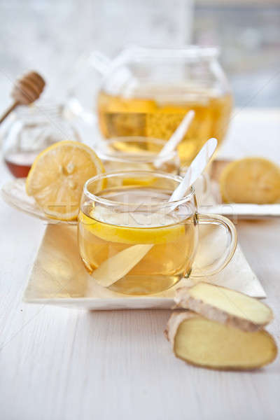 Cytryny herbaty świeże imbir miodu pić Zdjęcia stock © BarbaraNeveu