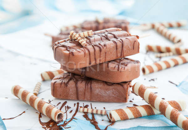 Eigengemaakt bevroren chocolade papier voedsel Blauw Stockfoto © BarbaraNeveu