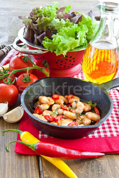Garlic shrimps with chili peppers Stock photo © BarbaraNeveu