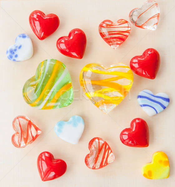Glass hearts in various colors Stock photo © BarbaraNeveu