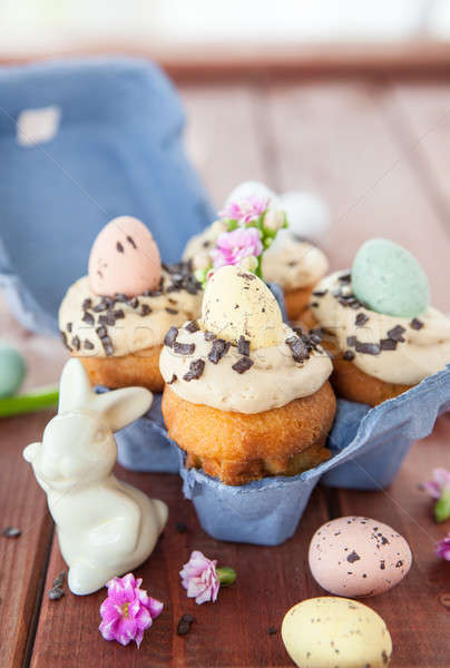 Stockfoto: Weinig · Pasen · paaseieren · bloemen · gelukkig