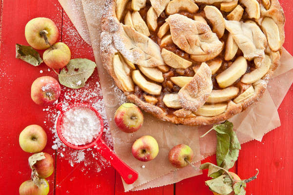Házi készítésű almás pite friss organikus almák étel Stock fotó © BarbaraNeveu