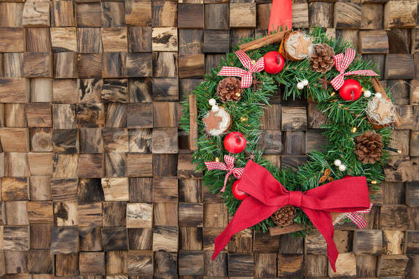 Tradicional natal decoração rústico vermelho brilhante Foto stock © BarbaraNeveu