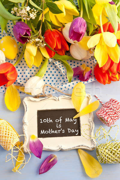 Spring flowers and vintage chalkboard Stock photo © BarbaraNeveu