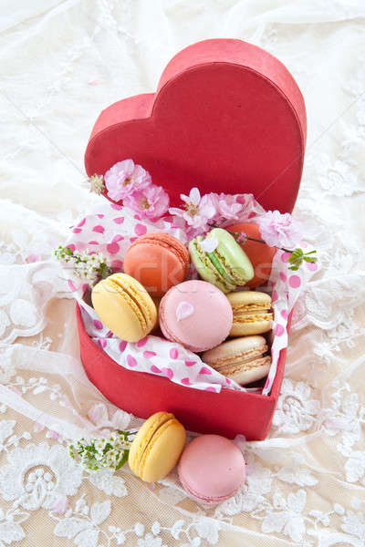 Colorful macaroons in red box Stock photo © BarbaraNeveu
