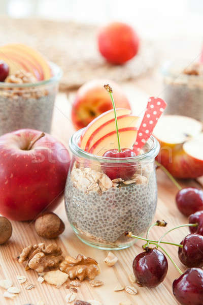 Chia Pudding with fresh fruits Stock photo © BarbaraNeveu