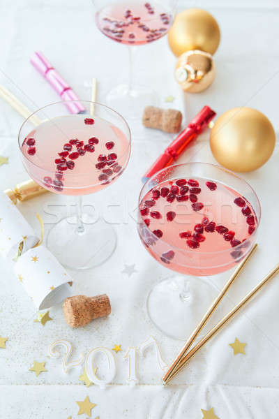 Rosa Cocktail Weihnachten Schampus Dekorationen Stock foto © BarbaraNeveu