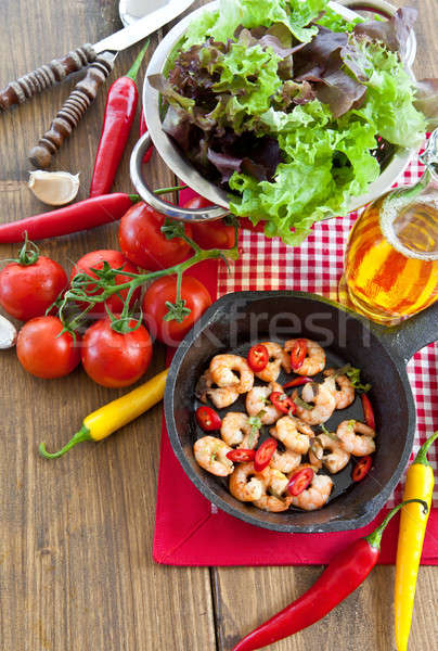 Garlic shrimps with chili peppers Stock photo © BarbaraNeveu