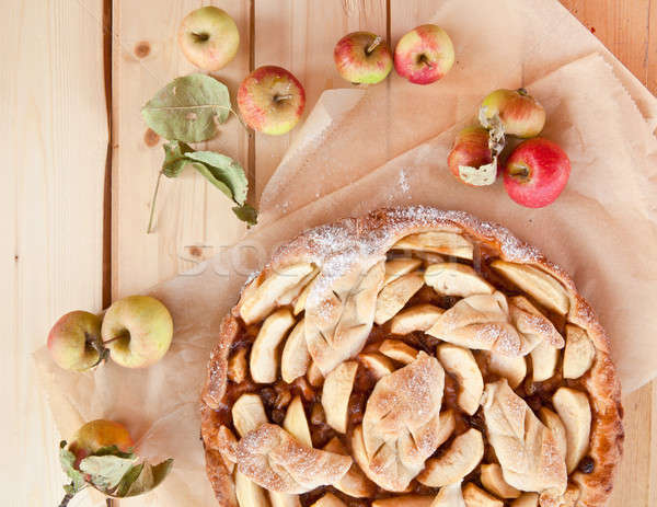Hausgemachte Apfelkuchen frischen Äpfel Essen Stock foto © BarbaraNeveu
