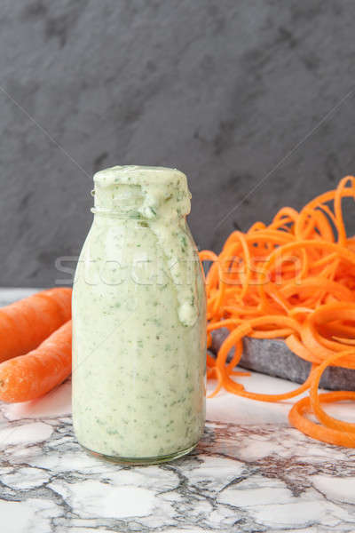 Joghurt Zurichtung frischen Kräuter Flasche hausgemachte Stock foto © BarbaraNeveu