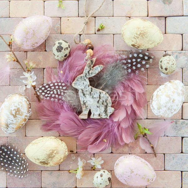 Colorido Pascua decoraciones conejo cinta mármol Foto stock © BarbaraNeveu