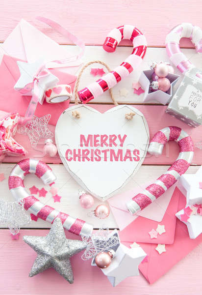розовый Рождества украшения украшения полосатый Сток-фото © BarbaraNeveu