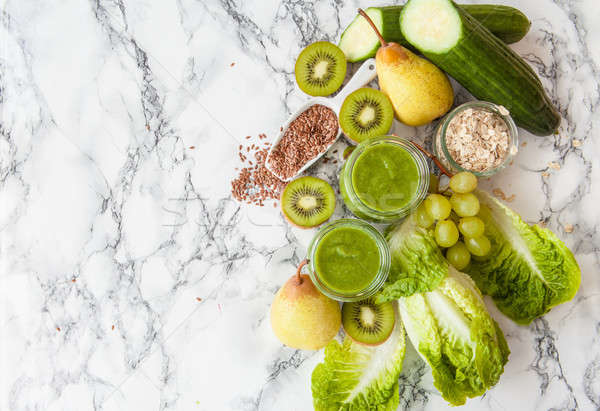 [[stock_photo]]: Smoothie · vert · kiwi · fraîches · fruits · légumes · déjeuner