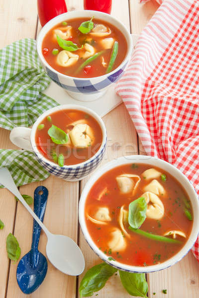 Rustykalny zupa pomidorowa hot zupa świeże jasne Zdjęcia stock © BarbaraNeveu
