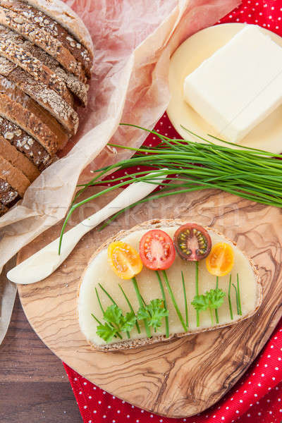 Bread with cheese and tomatoes Stock photo © BarbaraNeveu