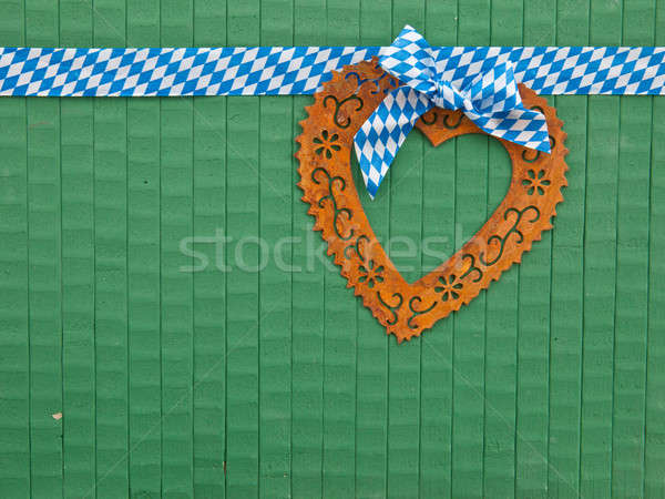 Roestige hart groene geschilderd houten voedsel Stockfoto © BarbaraNeveu