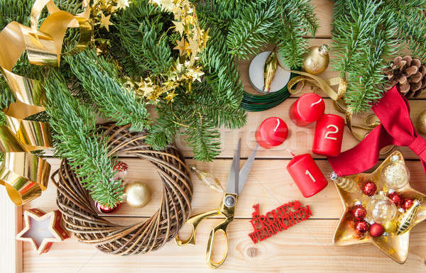 Crafting an advent wreath Stock photo © BarbaraNeveu