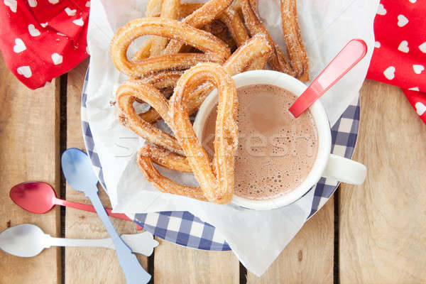 Yummy churros with sugar and cinnamon Stock photo © BarbaraNeveu