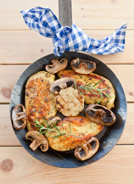 Mariné poitrine de poulet champignons ail alimentaire légumes [[stock_photo]] © BarbaraNeveu