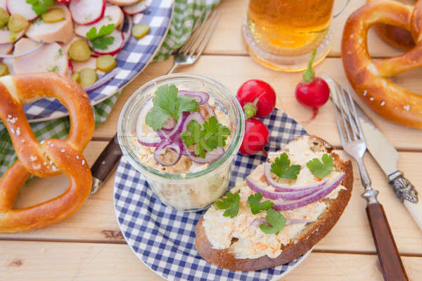 Camembert with onions and spices, Bavarioan recipe Stock photo © BarbaraNeveu