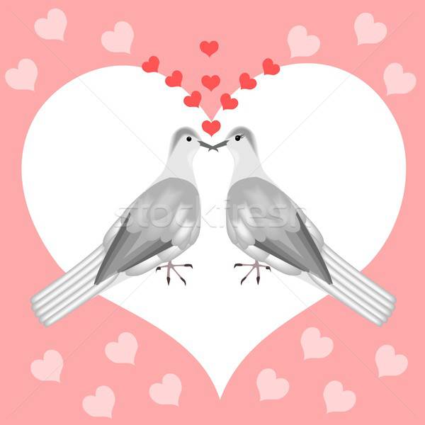 Illustrazione amore cuore uccello rosso rosa Foto d'archivio © BarbaRie