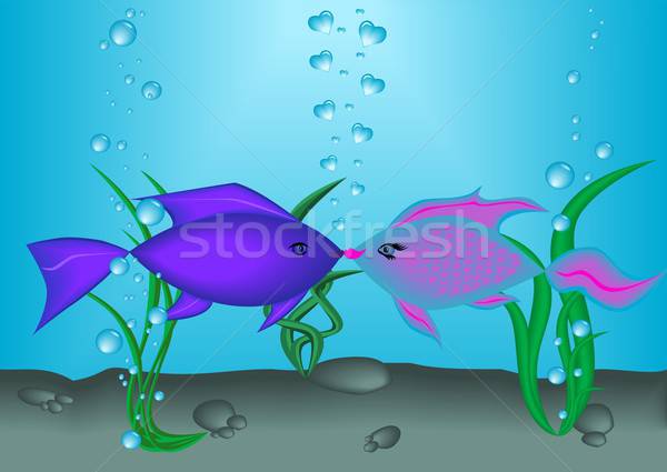 Miłości ilustracja akwarium wody serca Zdjęcia stock © BarbaRie