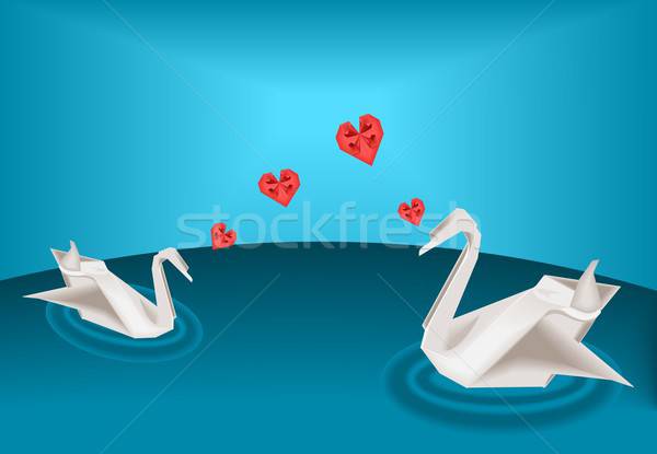 Origami swans in love Stock photo © BarbaRie