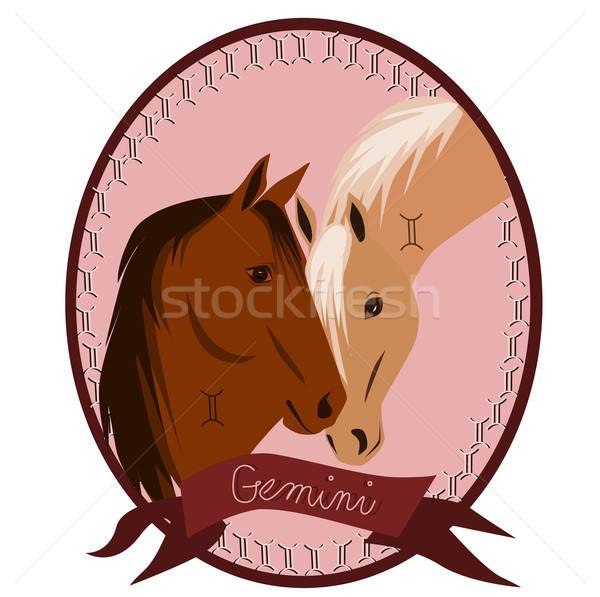 Horse zodiac - Gemini Stock photo © BarbaRie