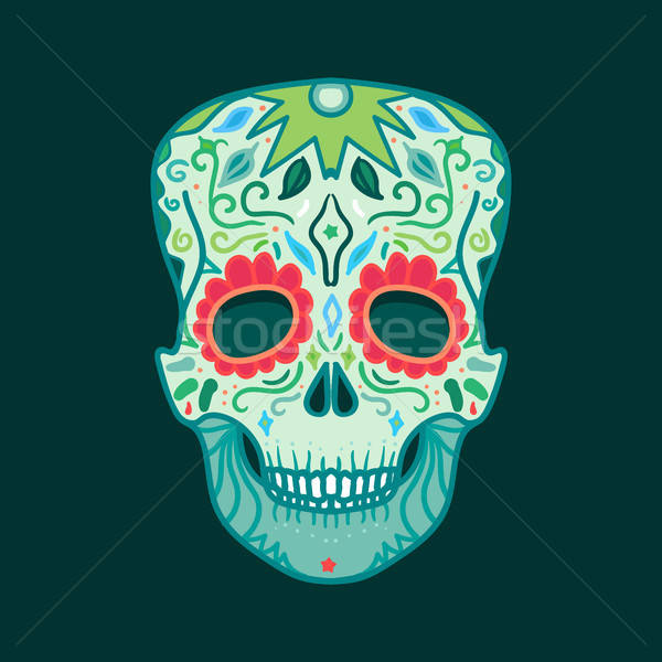 [[stock_photo]]: Mexican · détaillée · crâne · ornement · imprimer · vignette