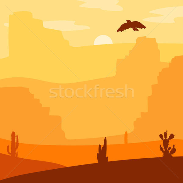 Westen Landschaft Retro Wüste Jahrgang Stock foto © barsrsind