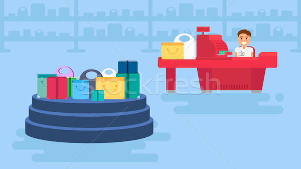 Shopping illustration magasin vente caissier [[stock_photo]] © barsrsind