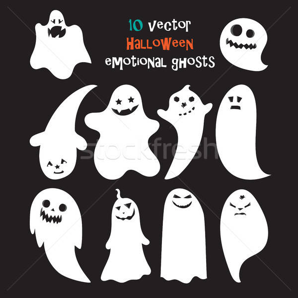 Stock photo: Set of halloween emotional ghosts 