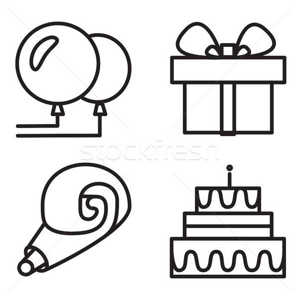 Gelukkige verjaardag iconen viering groet symbolen Stockfoto © barsrsind