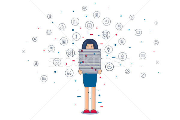 Worker with stack of papers Stock photo © barsrsind