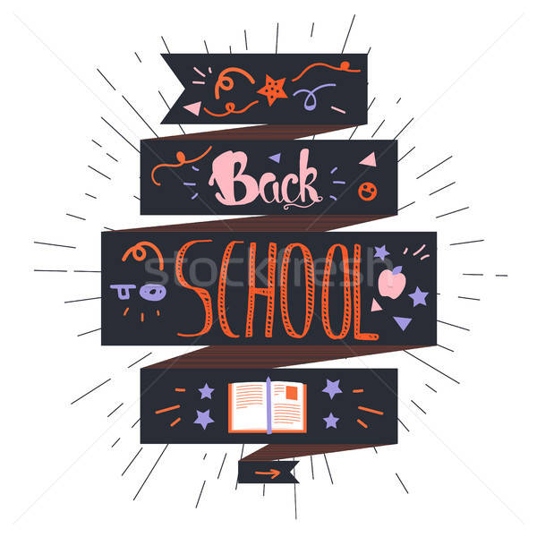 Zurück in die Schule Jahrgang Banner Wissen Tag Grußkarte Stock foto © barsrsind