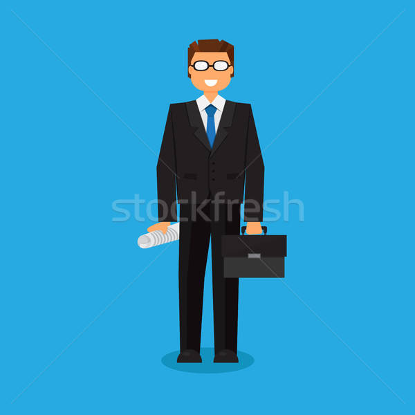 Successful businessman with a suitcase Stock photo © barsrsind