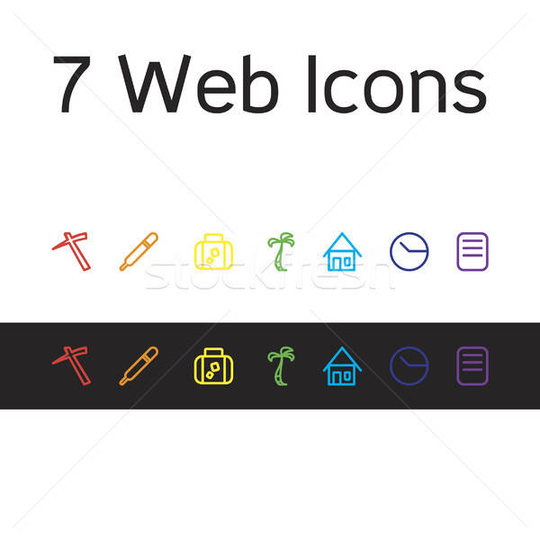 Vector set of life icons: work, hospital, business trip, vacatio Stock photo © barsrsind