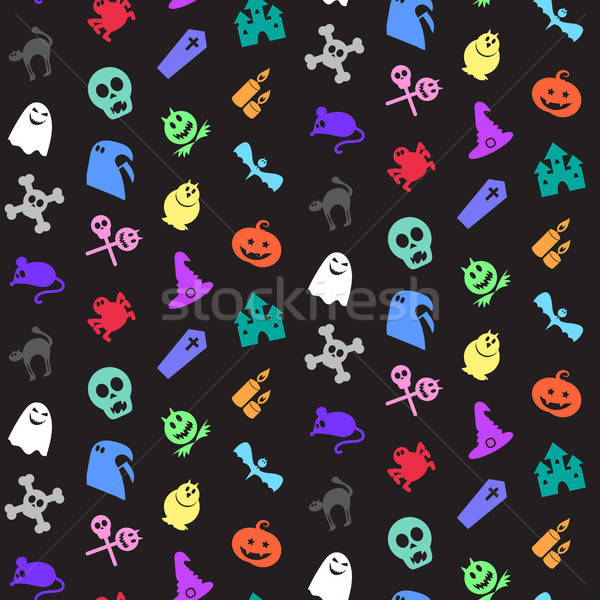 Halloween icons seamless pattern Stock photo © barsrsind