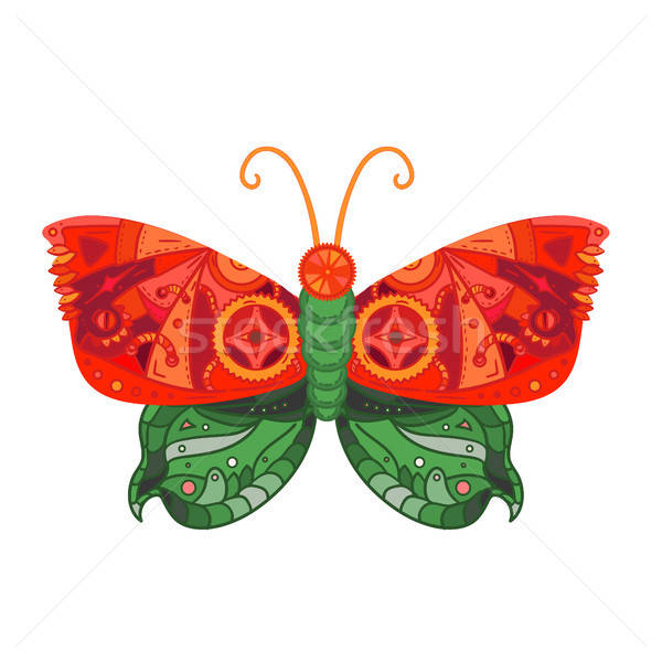 Steampunk kelebek dövme fantastik stil etiket Stok fotoğraf © barsrsind