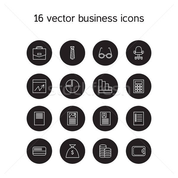 Business icons set Stock photo © barsrsind