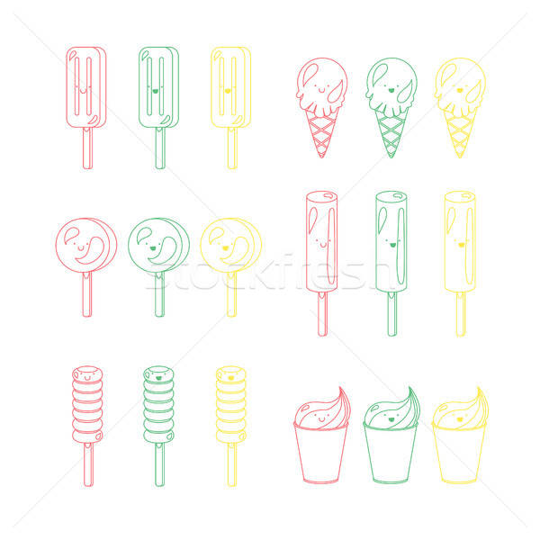 Vector set of emotional ice-creams Stock photo © barsrsind