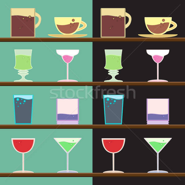 Vector set of goblets, cups, glass Stock photo © barsrsind