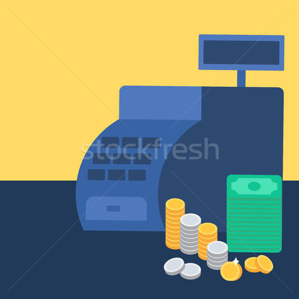 Caixa registradora dinheiro moedas comércio armazenar símbolo Foto stock © barsrsind
