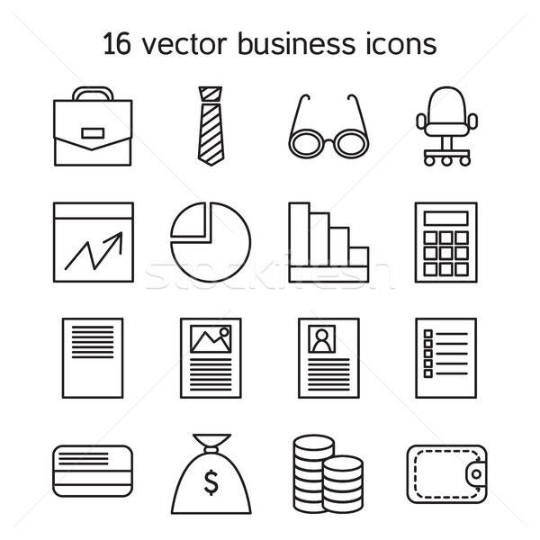 Business icons set Stock photo © barsrsind