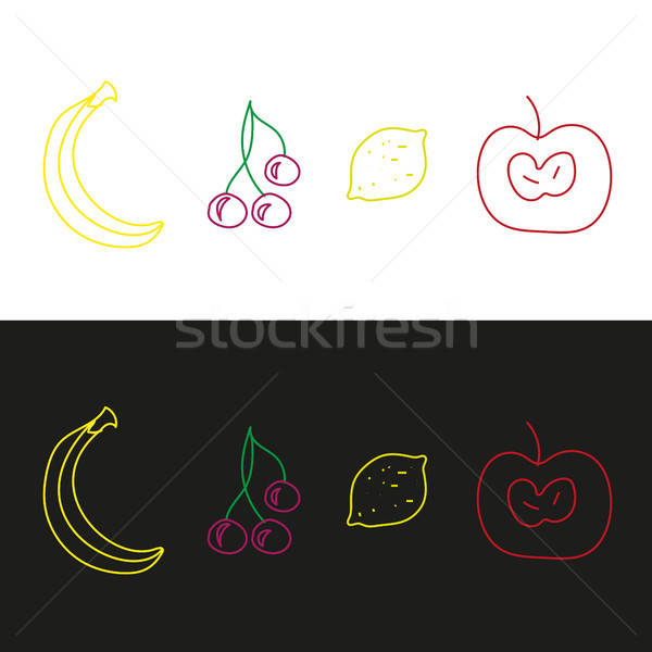 Apple, cherry, lemon and banana. Fruits Stock photo © barsrsind