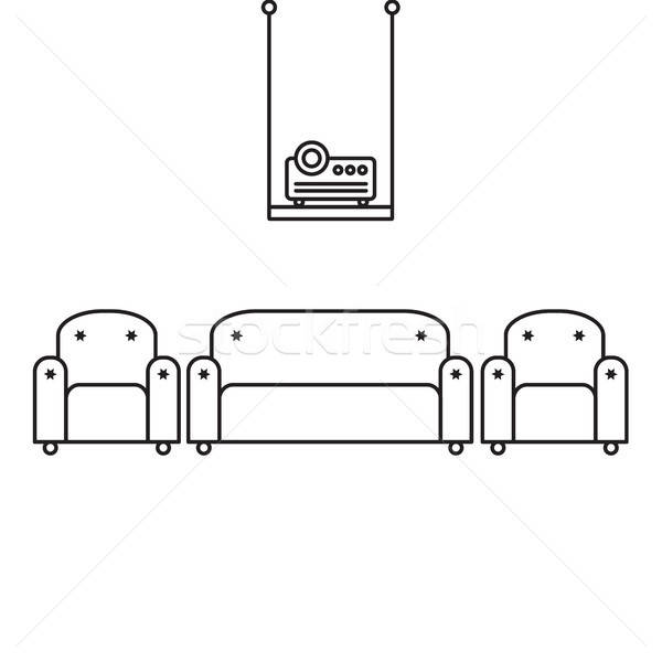 Presentation room with projector and comfortable seats Stock photo © barsrsind
