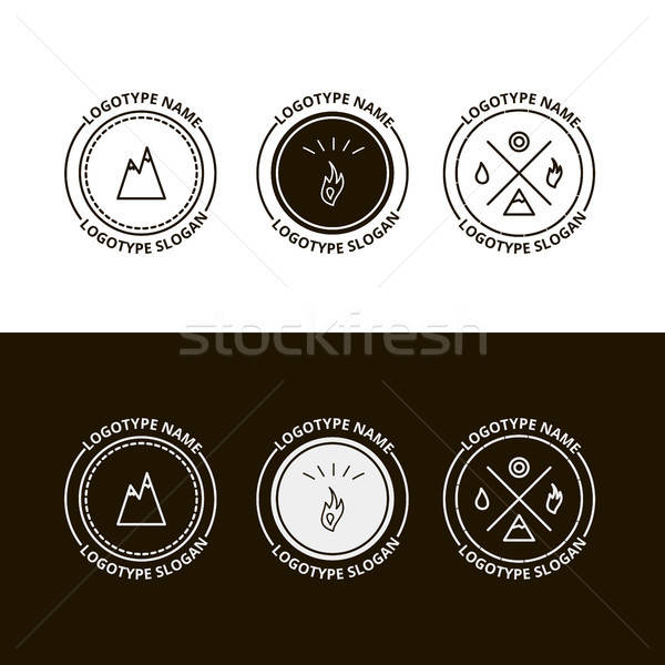Set of outdoor adventure, expedition, tourism logo Stock photo © barsrsind