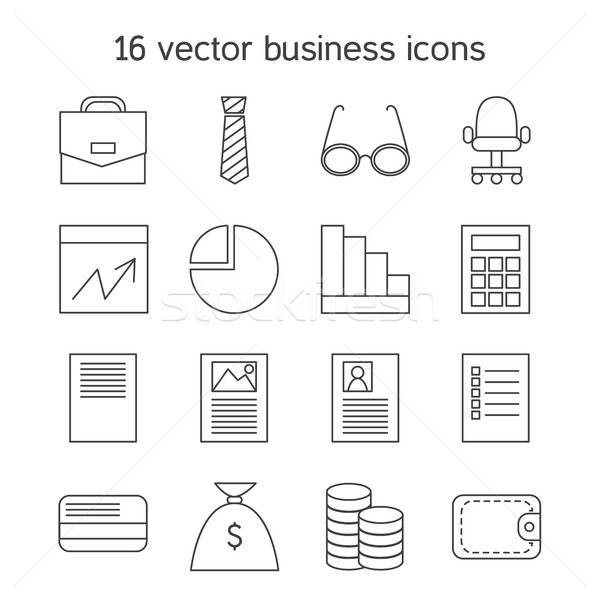 Business icons set Stock photo © barsrsind