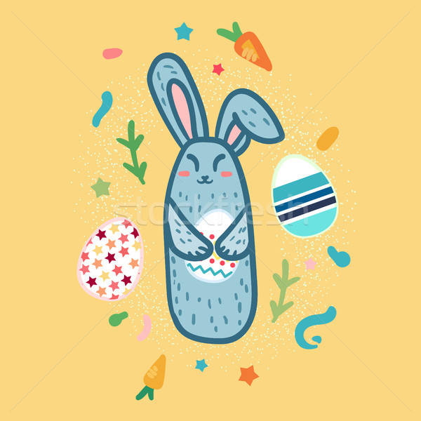 Христос воскрес кролик приветствие баннер Cute яйцо Сток-фото © barsrsind